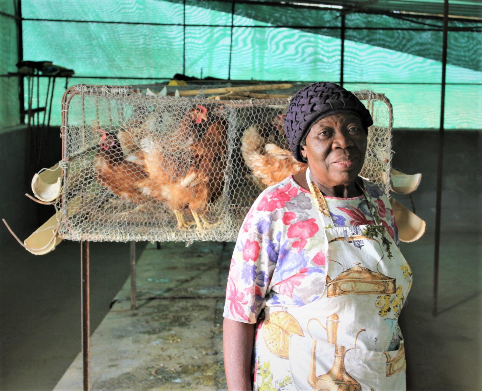 Gustafine Garises showing off her poultry broiler 