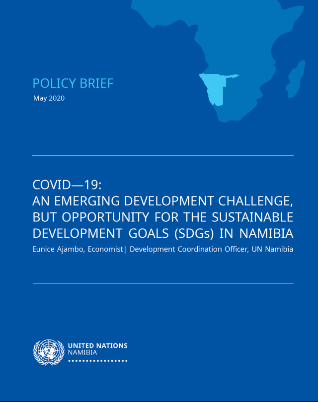The United Nations (UN) Namibia launched a policy brief titled: “COVID-19: An Emerging Development Challenge, but opportunity for the Sustainable Development Goals (SDGs) in Namibia.”